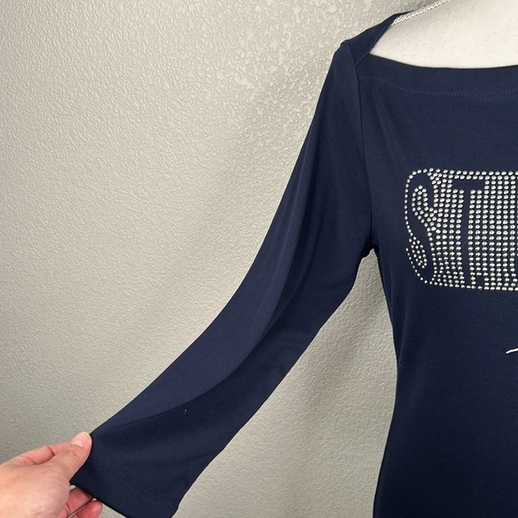The Limited Blue Silver Stud Special Edition Saint Jude 3/4 Sleeve Top Size S - Picture 3 of 6